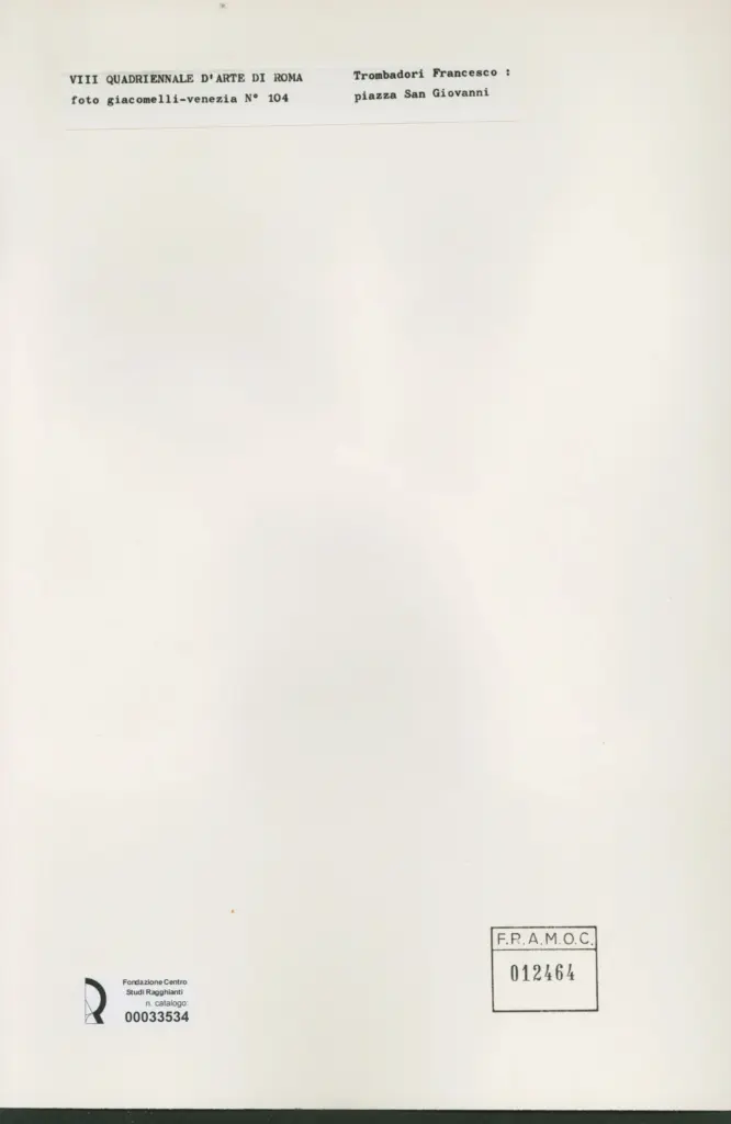 Giacomelli , Trombadori, Francesco - sec. XX - Piazza San Giovanni , retro