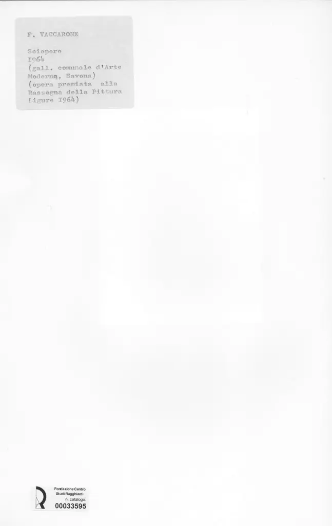 Anonimo , Vaccarone, Francesco - sec. XX - Sciopero , retro