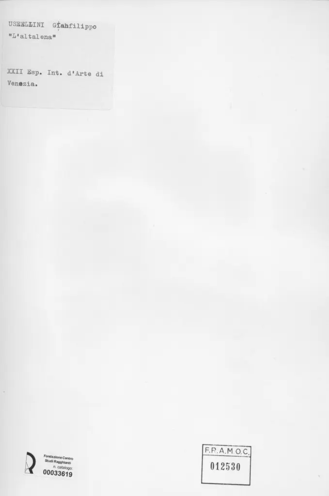 Anonimo , Usellini, Gianfilippo - sec. XX - L'altalena , retro