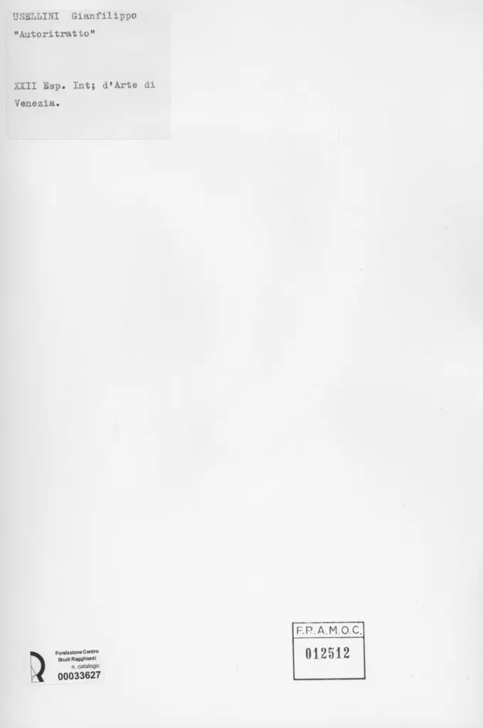 Anonimo , Usellini, Gianfilippo - sec. XX - Autoritratto , retro