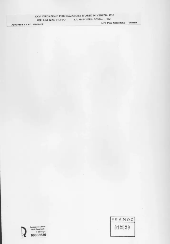 Giacomelli , Usellini, Gianfilippo - sec. XX - La maschera rossa , retro