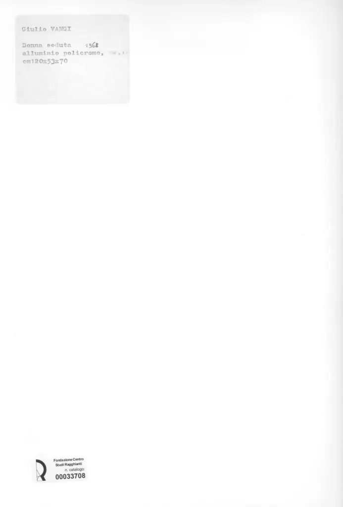 Anonimo , Vangi, Giuliano - sec. XX - Donna seduta , retro