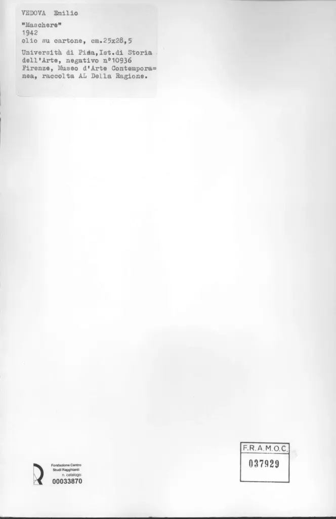 Universit&agrave; di Pisa. Dipartimento di Storia delle Arti , Vedova, Emilio - sec. XX -