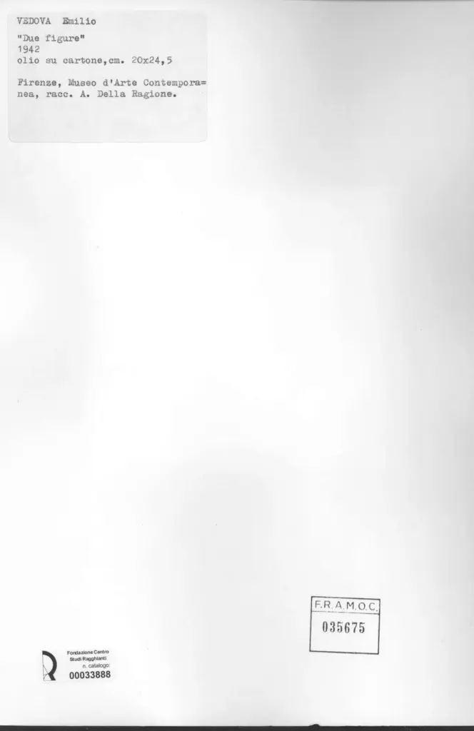 Anonimo , Vedova, Emilio - sec. XX , retro