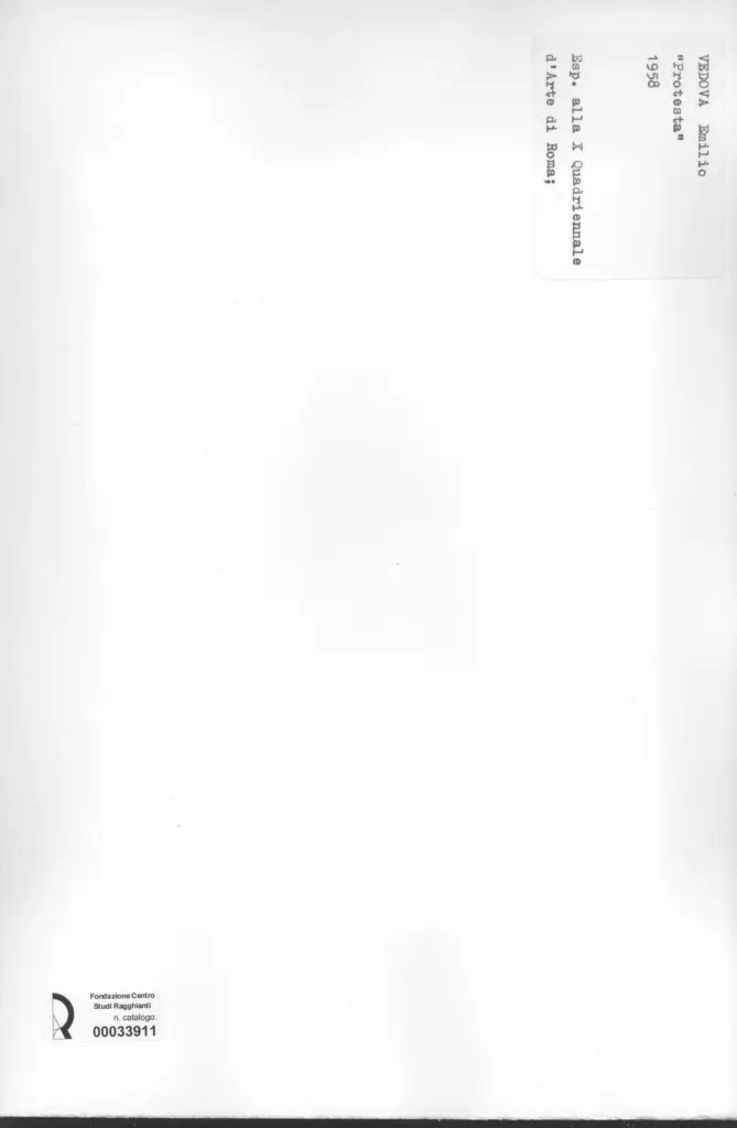 Anonimo , Vedova, Emilio - sec. XX - Protesta , retro