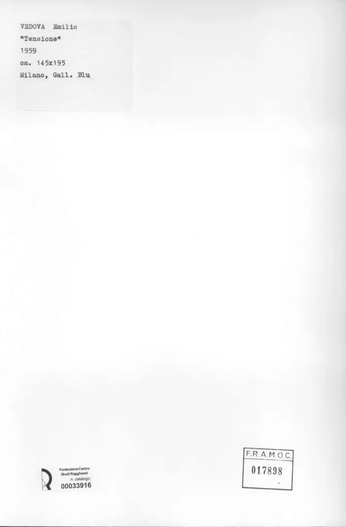 Anonimo , Vedova, Emilio - sec. XX - Tensione , retro
