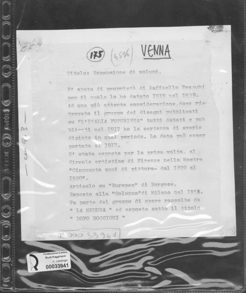 Anonimo , Venna, Lucio - sec. XX - Espansione di volumi , retro