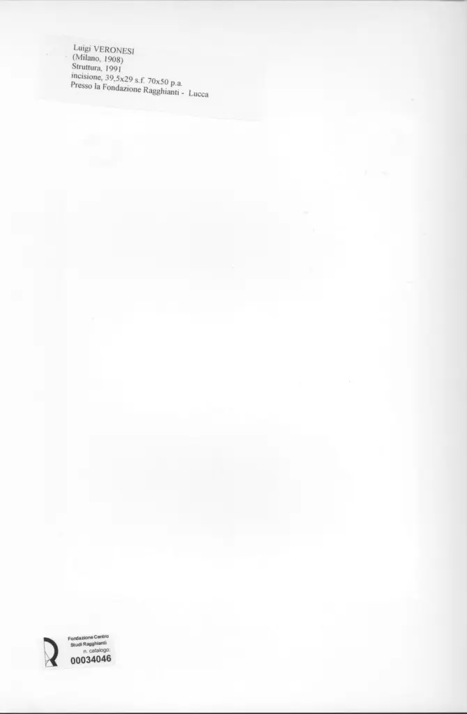 Anonimo , Veronesi, Luigi - sec. XX - Struttura , retro