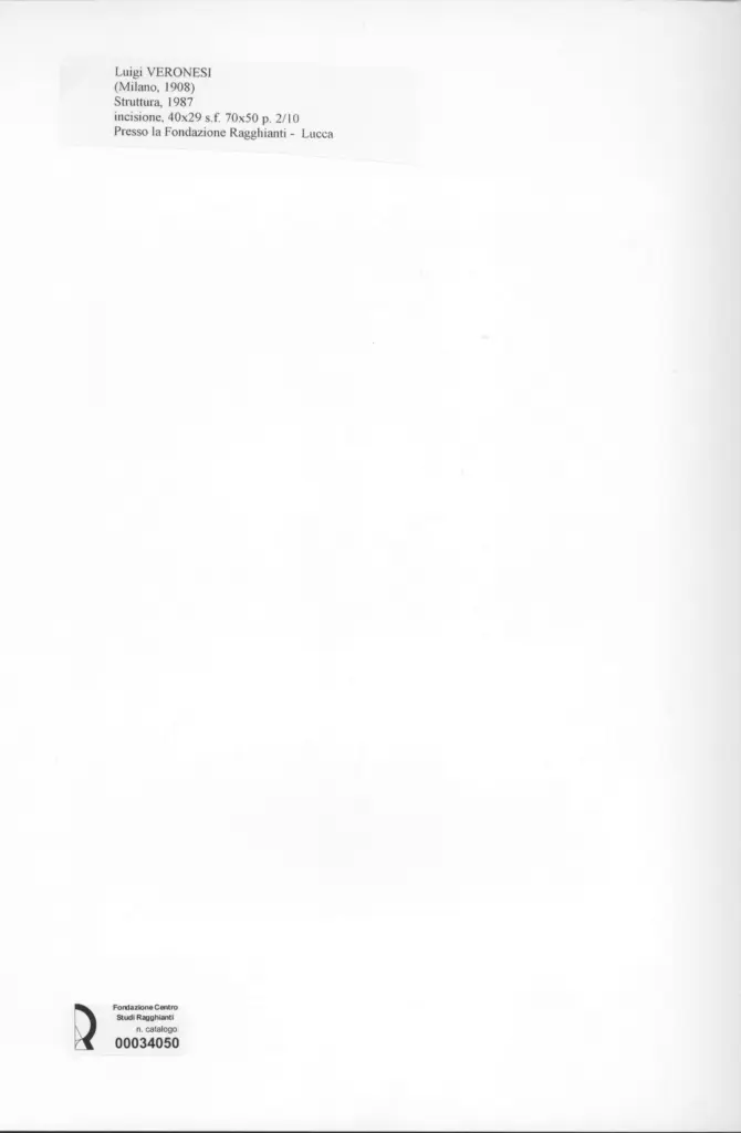 Anonimo , Veronesi, Luigi - sec. XX - Struttura , retro