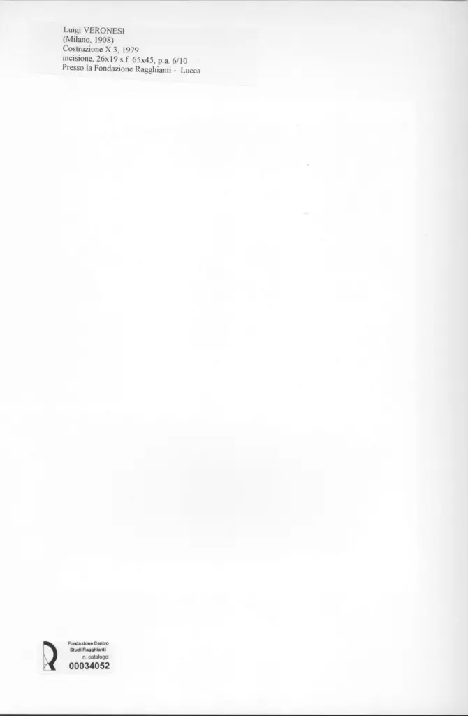 Anonimo , Veronesi, Luigi - sec. XX - Costruzione X3 , retro