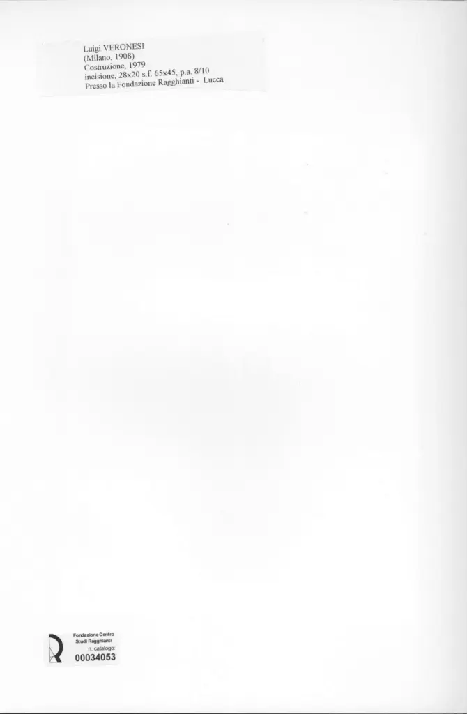 Anonimo , Veronesi, Luigi - sec. XX - Costruzione , retro