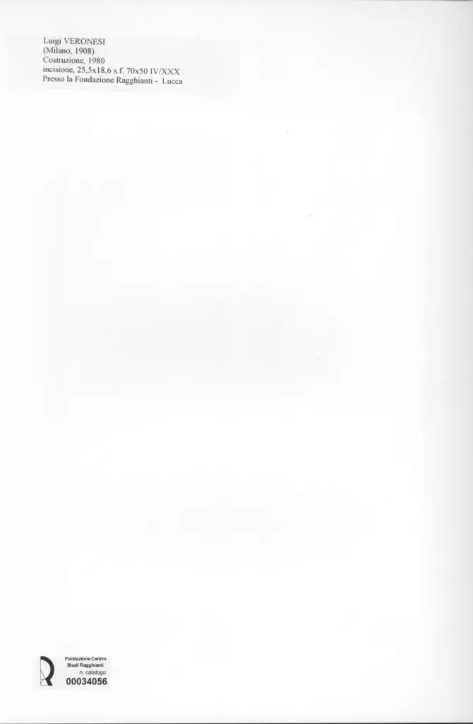 Anonimo , Veronesi, Luigi - sec. XX - Costruzione IV/XXX , retro