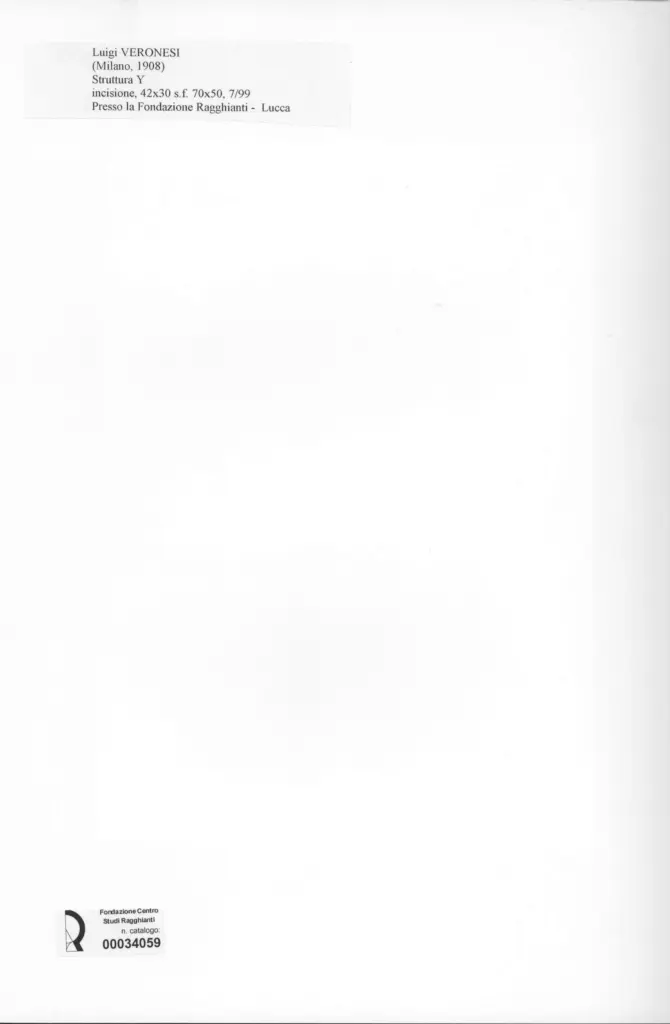 Anonimo , Veronesi, Luigi - sec. XX - Struttura Y , retro