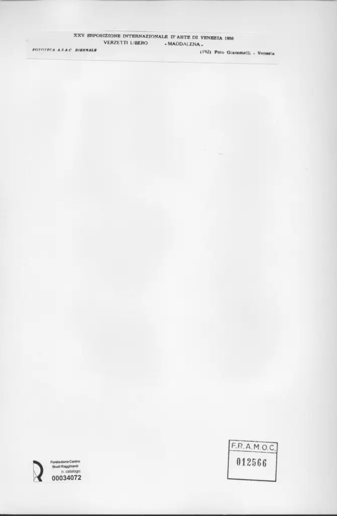 Giacomelli , Verzetti, Libero - sec. XX - Maddalena , retro