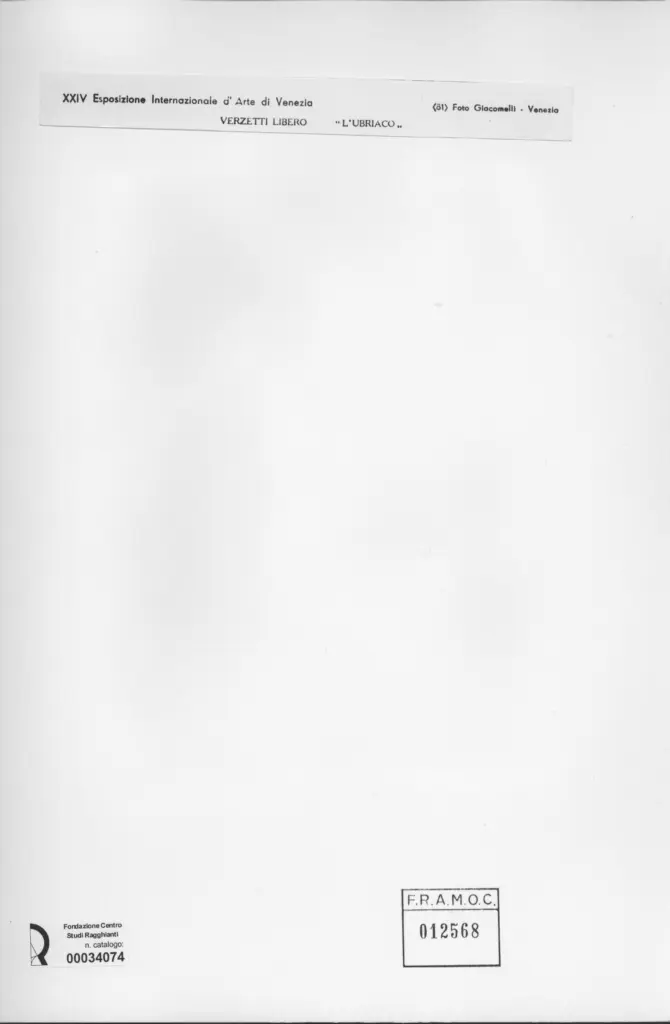 Giacomelli , Verzetti, Libero - sec. XX - L'ubriaco , retro