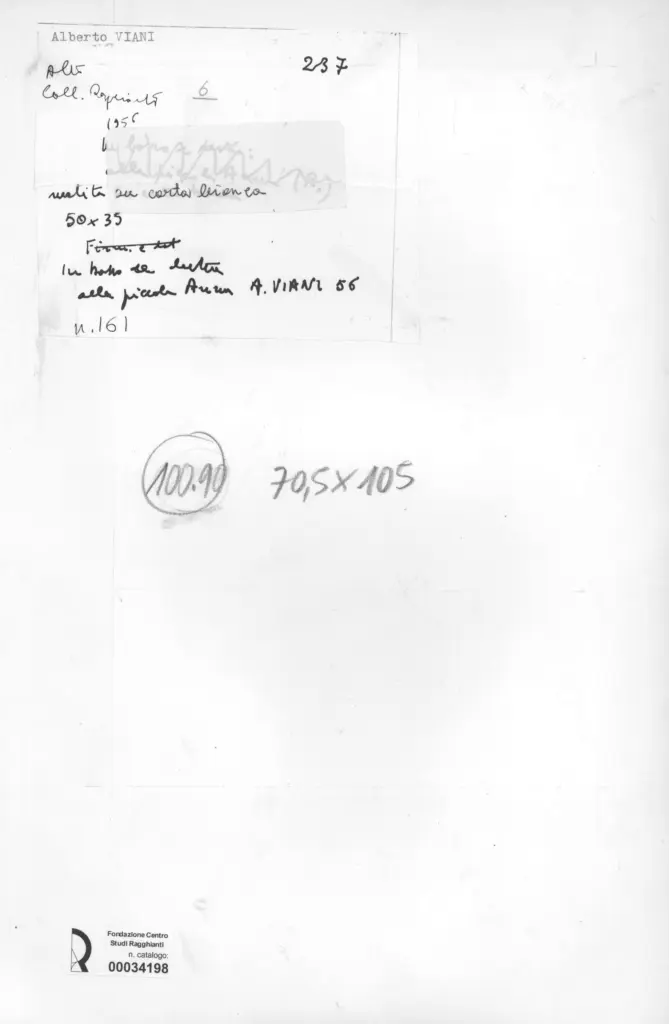 Anonimo , Viani, Alberto - sec. XX - Alla piccola Anna , retro