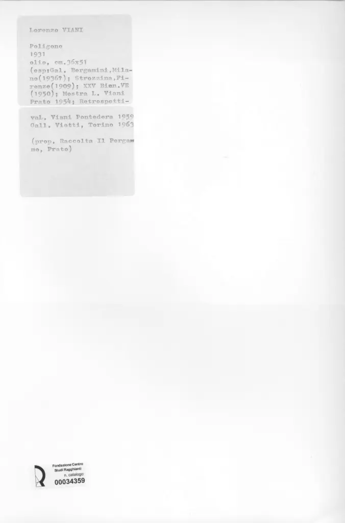 Anonimo , Viani, Lorenzo - sec. XX - Poligono , retro