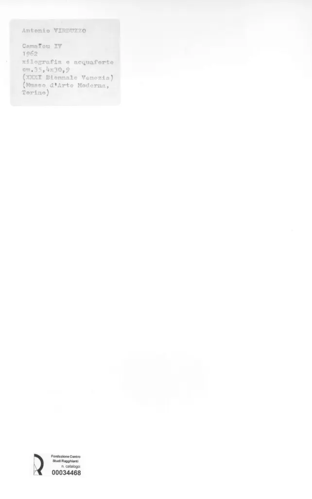 Anonimo , Virduzzo, Antonio - sec. XX - Camaieu IV , retro