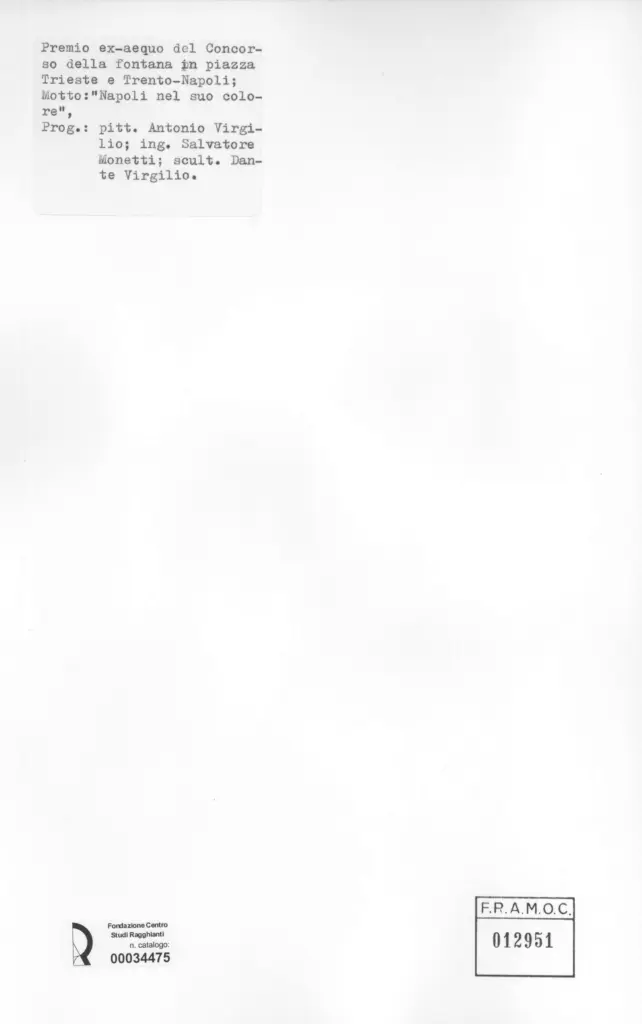 Anonimo , Virgilio, Dante; Virgilio, Antonio - sec. XX - Fontana , retro