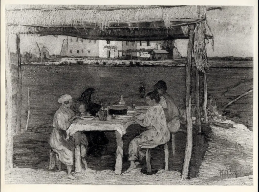 Anonimo , Viviani, Giuseppe - sec. XX - Desinare dei pescatori , fronte