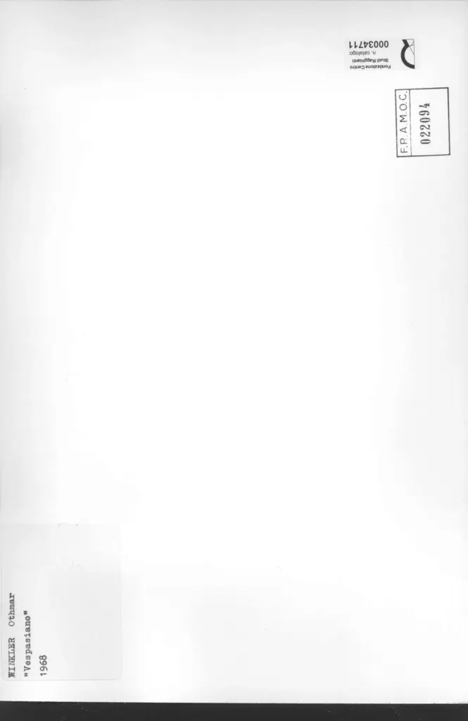 Anonimo , Winkler, Othmar - sec. XX - Vespasiano , retro