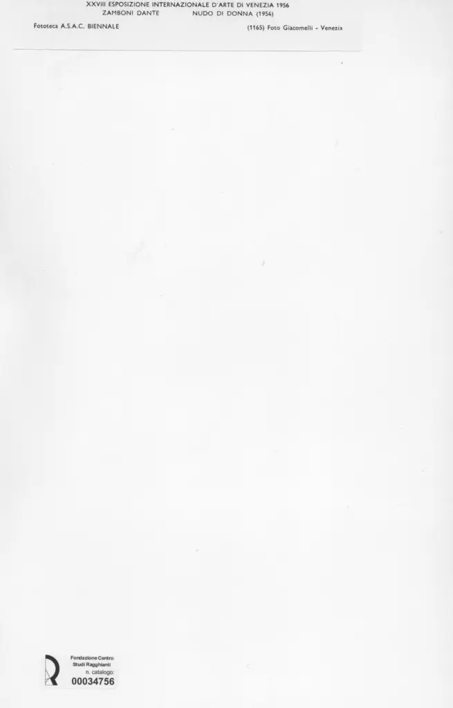 Giacomelli , Zamboni, Dante - sec. XX - Nudo di donna , retro