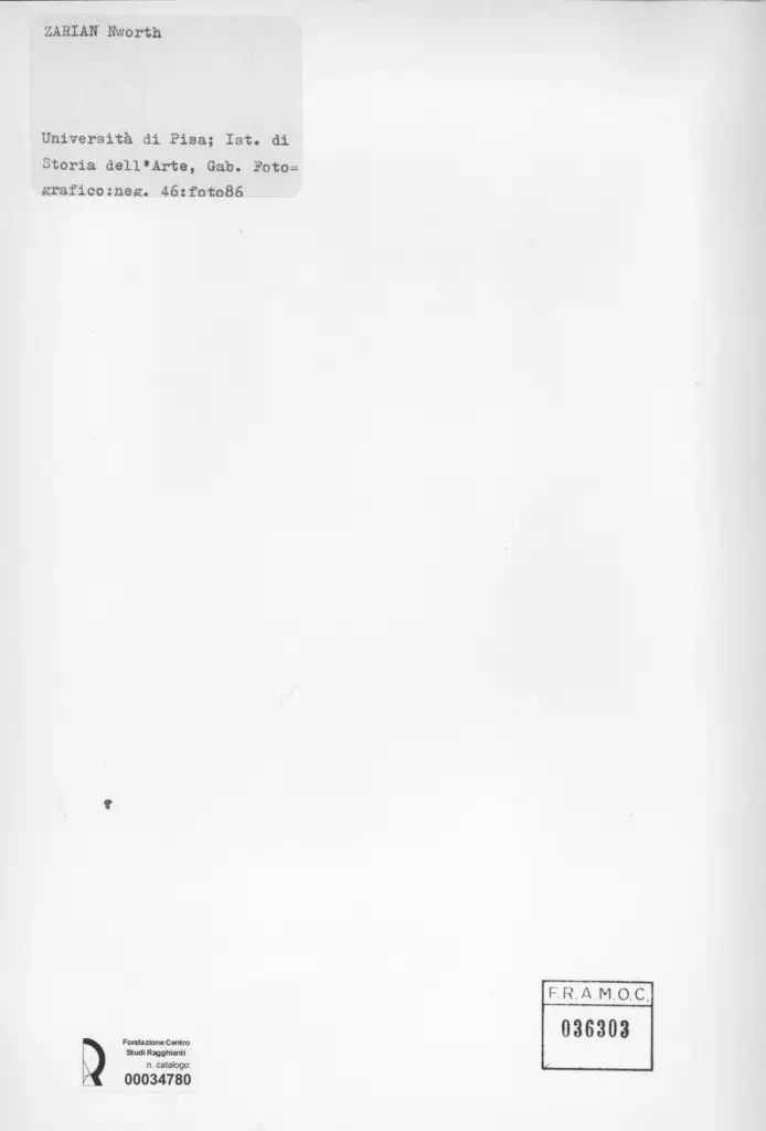 Universit&agrave; di Pisa. Dipartimento di Storia delle Arti , retro