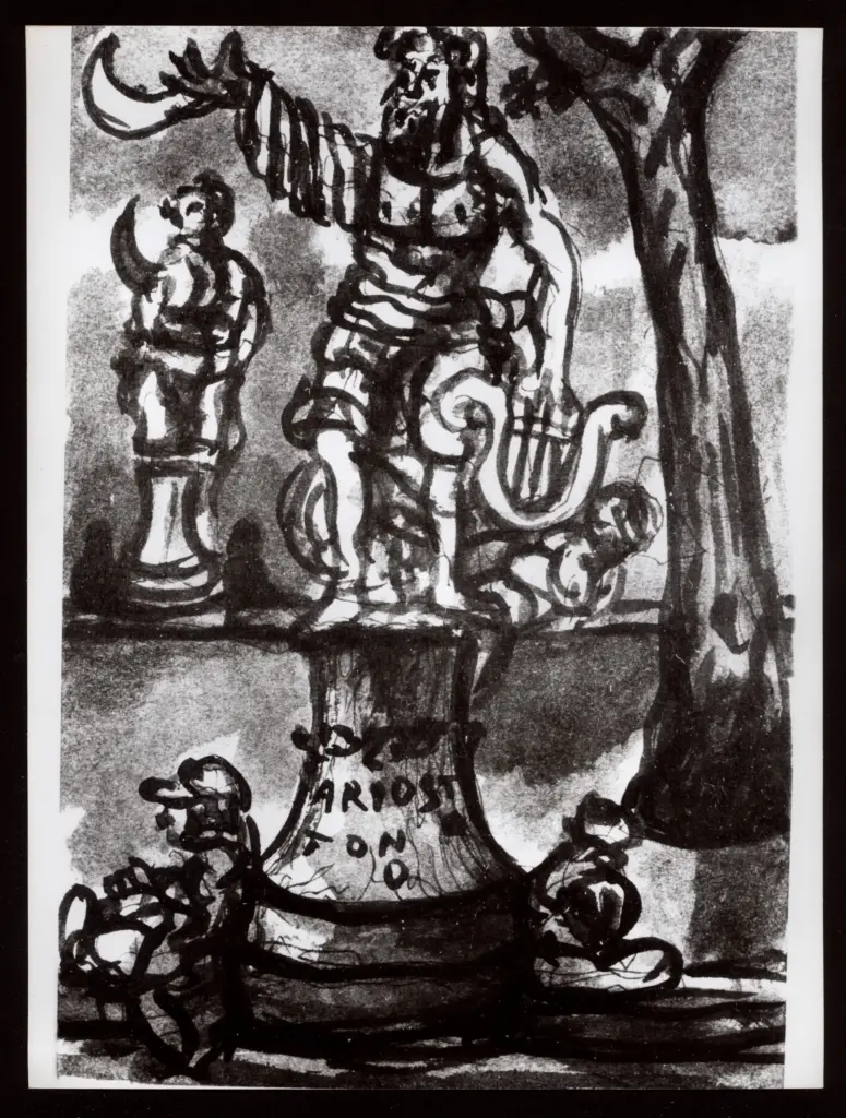 Anonimo , Zancanaro, Antonio - sec. XX - Monumento all'Ariosto , fronte