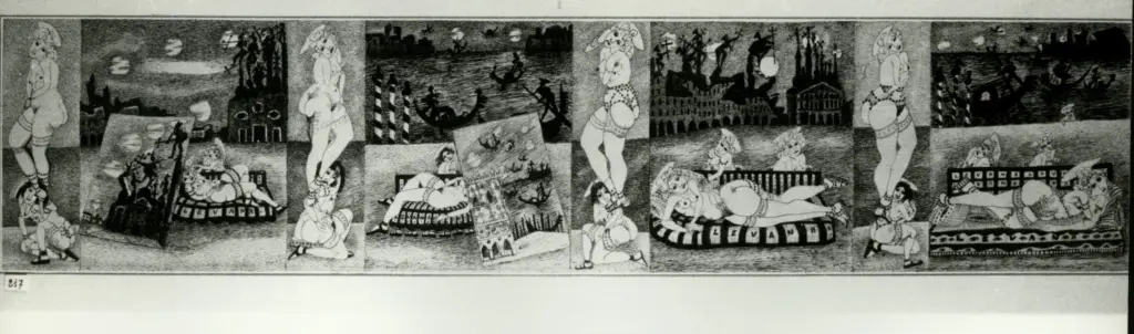 Anonimo , Zancanaro, Antonio - sec. XX - Fregio con figure , fronte