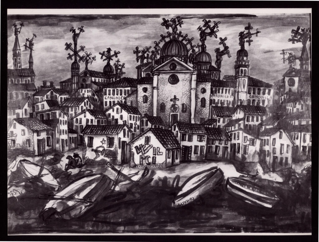 Anonimo , Zancanaro, Antonio - sec. XX - Veduta di Comacchio , fronte