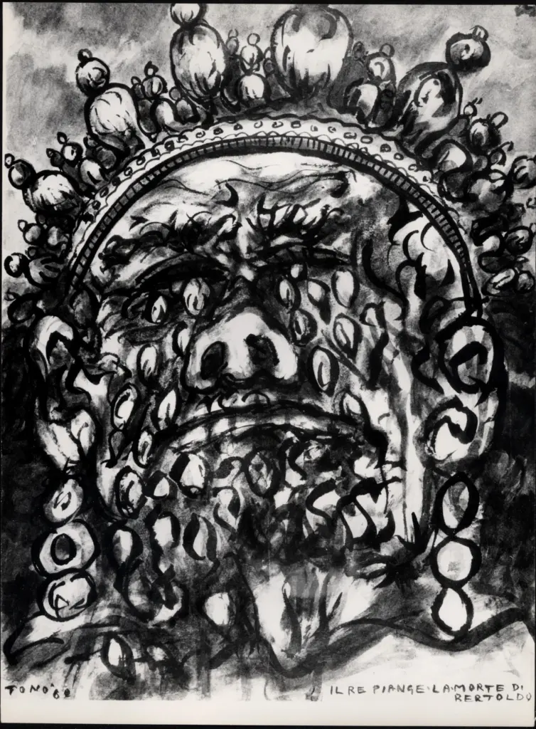 Anonimo , Zancanaro, Antonio - sec. XX - Il Re piange la morte di Bertoldo , fronte