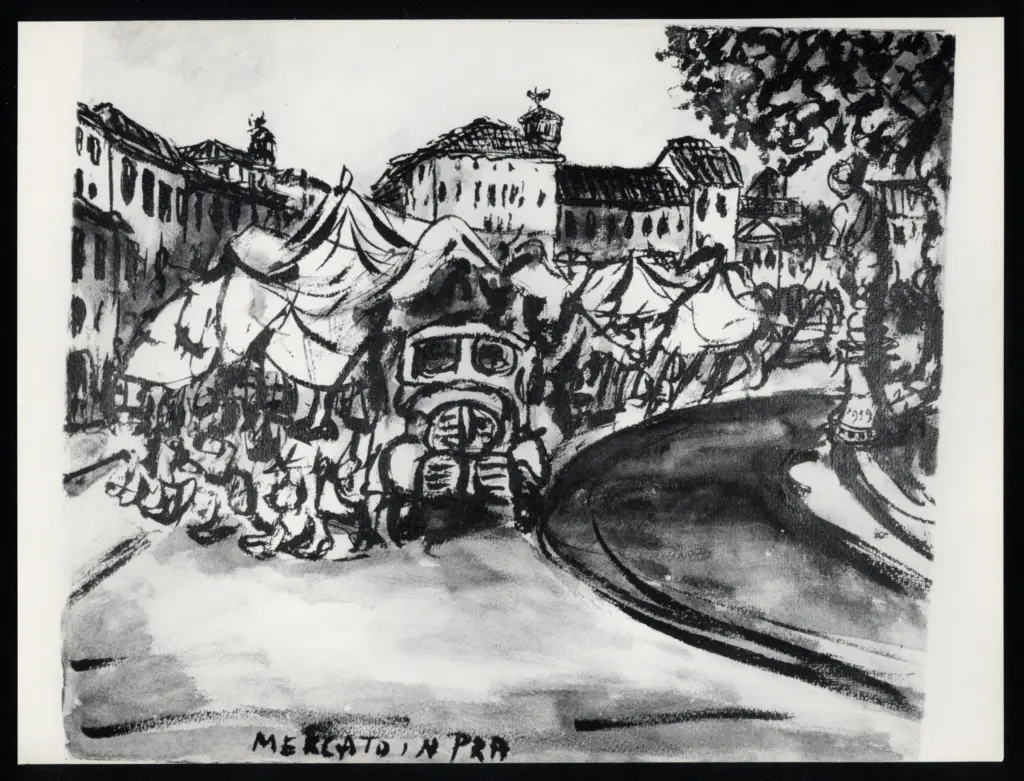 Anonimo , Zancanaro, Antonio - sec. XX - Mercato in Pra , fronte