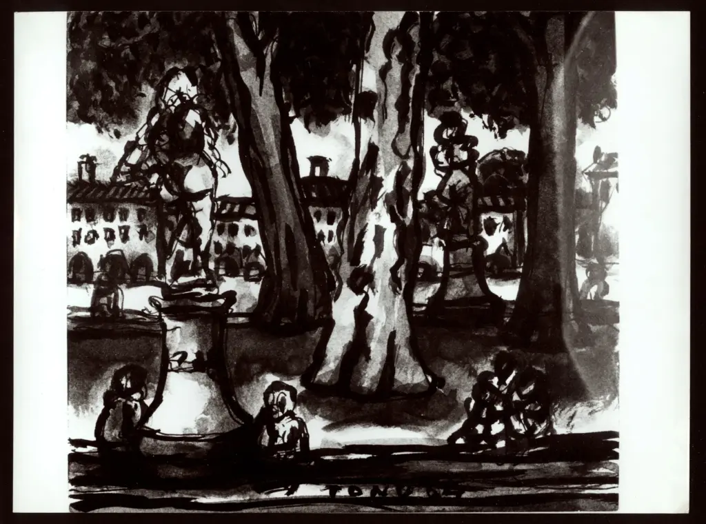 Anonimo , Zancanaro, Antonio - sec. XX - Parco con statue