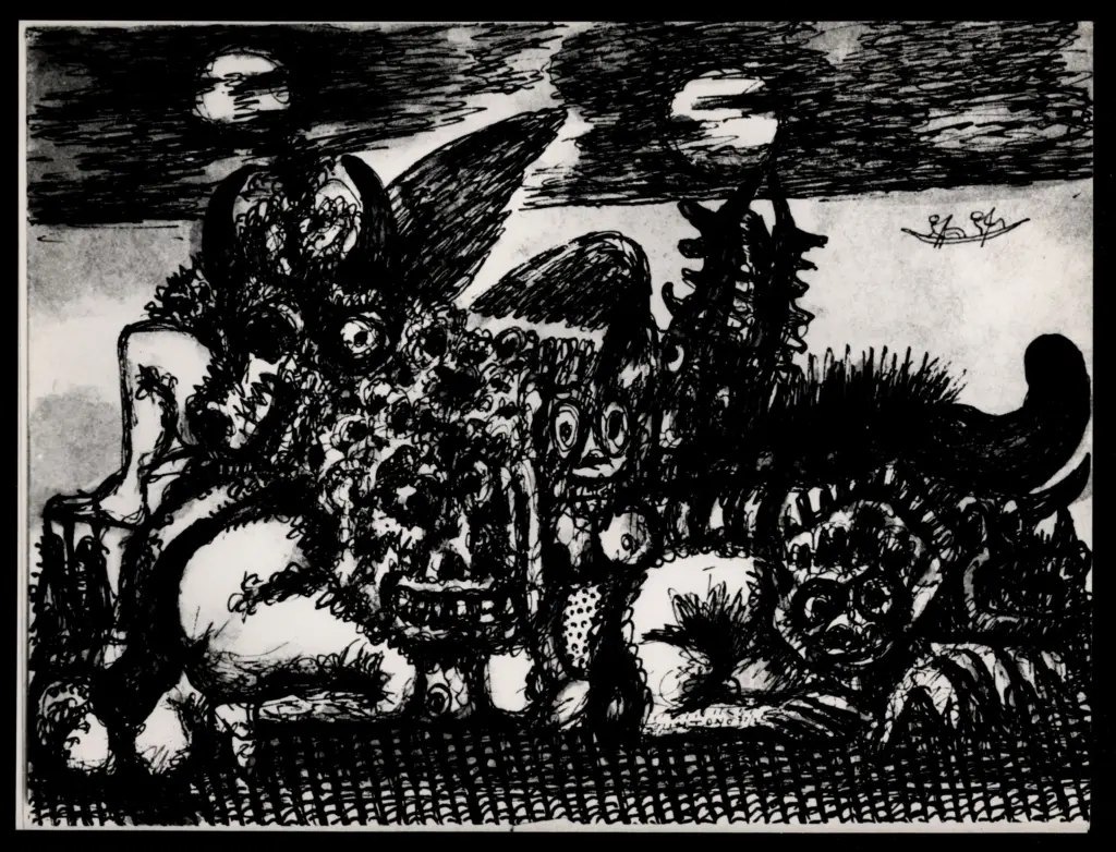 Anonimo , Zancanaro, Antonio - sec. XX - Composizione con figure , fronte