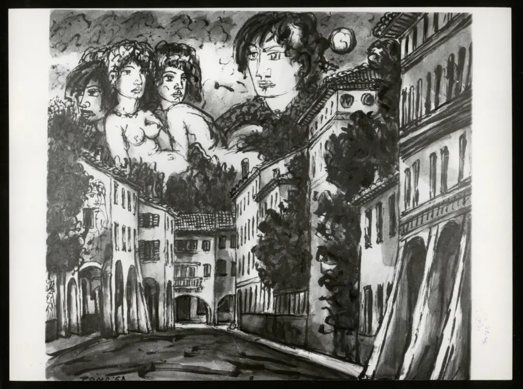 Anonimo , Zancanaro, Antonio - sec. XX - Composizione con figure , fronte