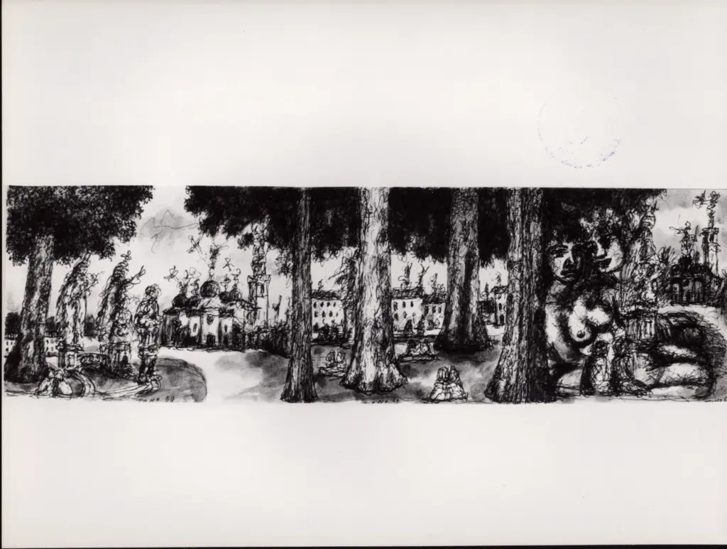 Anonimo , Zancanaro, Antonio - sec. XX - Paesaggio con figure