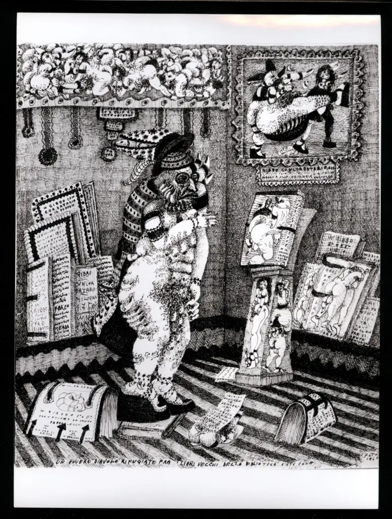 Anonimo , Zancanaro, Antonio - sec. XX - Un povero vecchio rifugiato fra i libri vecchi della Biblioteca Vaticana , fronte