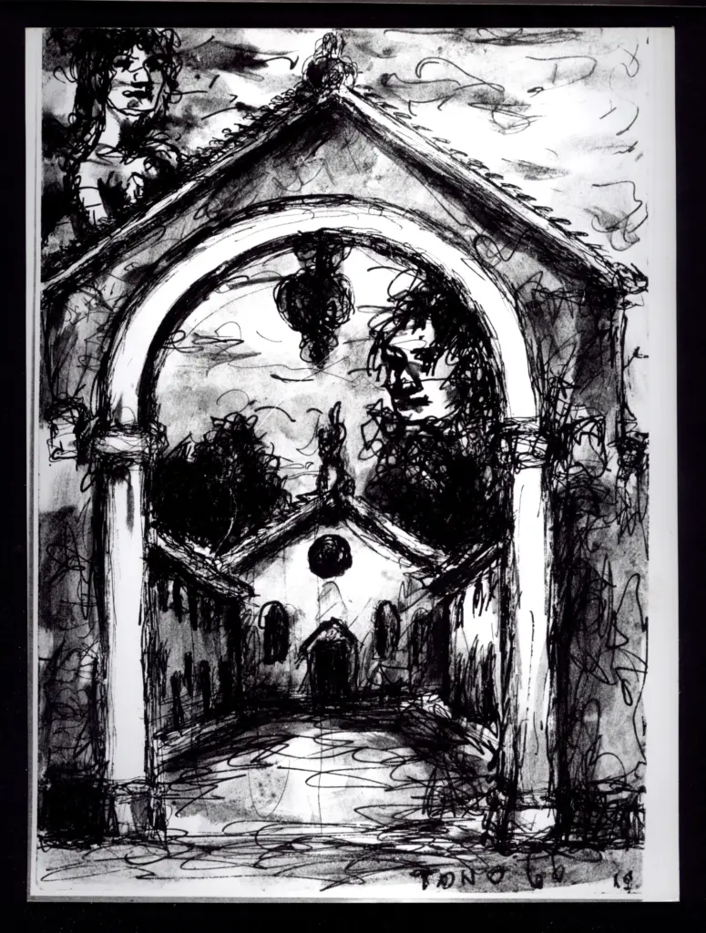 Anonimo , Zancanaro, Antonio - sec. XX - Disegno di edificio , fronte