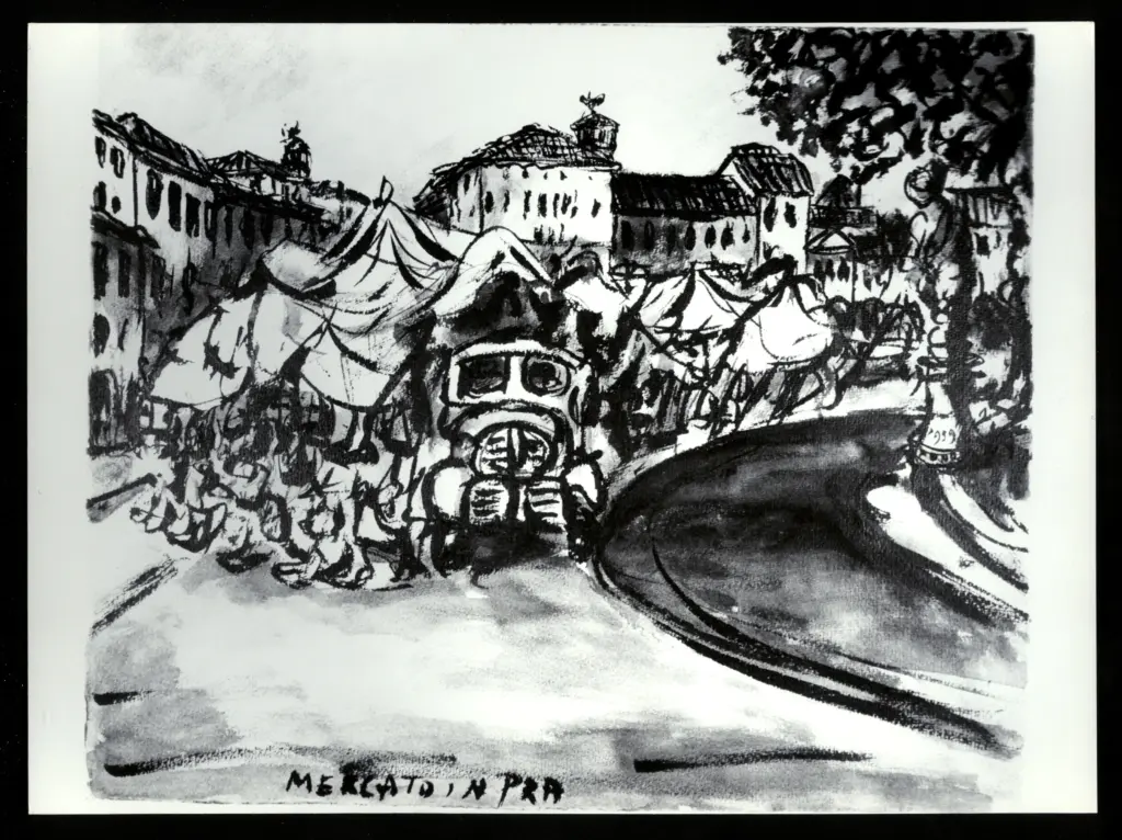 Anonimo , Zancanaro, Antonio - sec. XX - Mercato in Pra , fronte