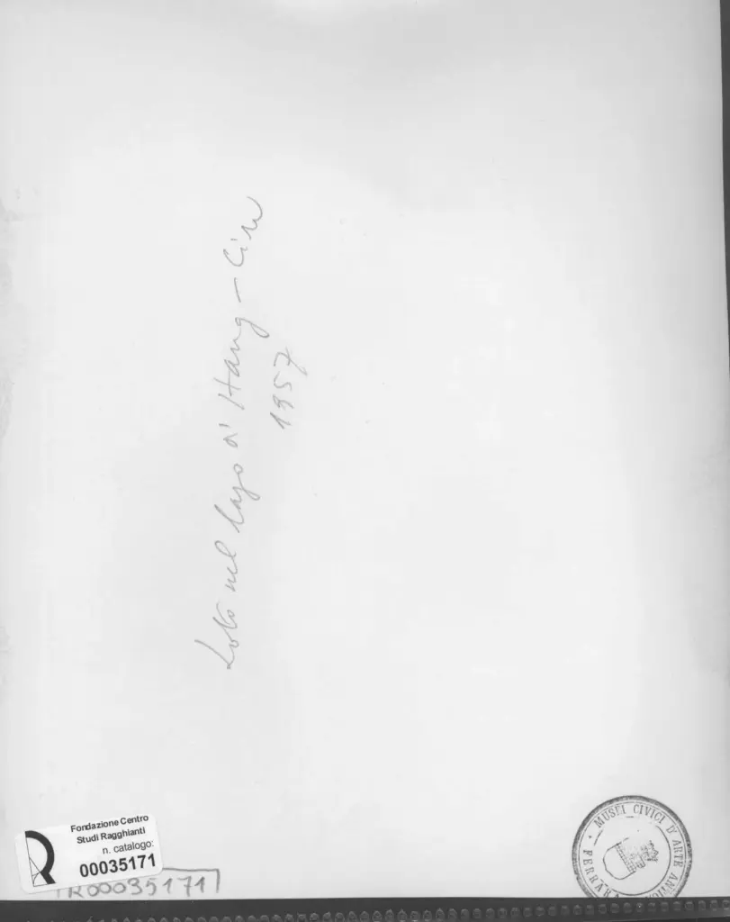 Anonimo , Zancanaro, Antonio - sec. XX - Loto nel lago d'Hang-Ciu , retro