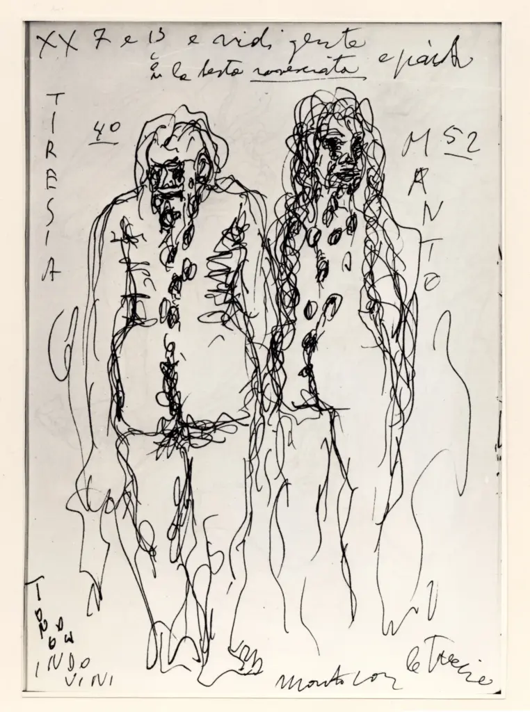 Universit&agrave; di Pisa. Dipartimento di Storia delle Arti , Zancanaro, Antonio - sec. XX - Tiresia e Manto - foglio 64 recto , fronte