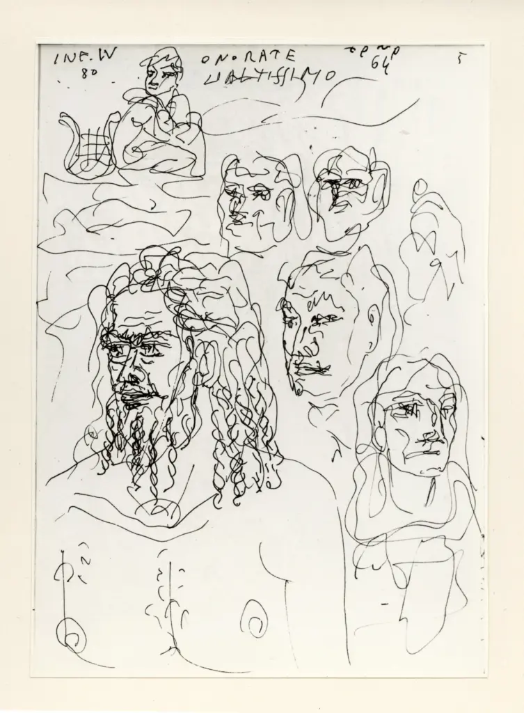 Universit&agrave; di Pisa. Dipartimento di Storia delle Arti , Zancanaro, Antonio - sec. XX - Onorate l'altissimo poeta - foglio 49 recto , fronte