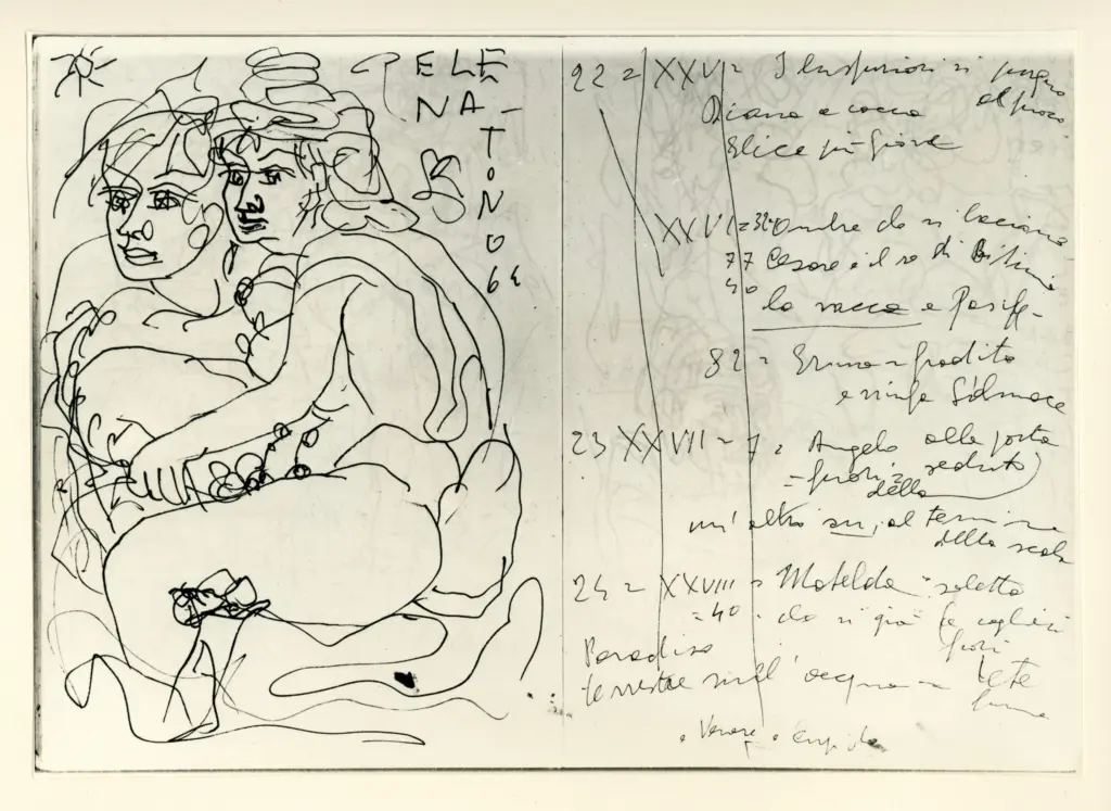 Universit&agrave; di Pisa. Dipartimento di Storia delle Arti , Zancanaro, Antonio - sec. XX - Elena - foglio 38 verso e foglio 39 recto , fronte