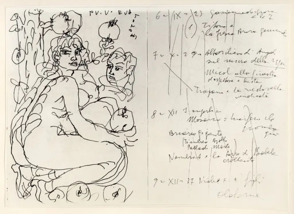 Universit&agrave; di Pisa. Dipartimento di Storia delle Arti , Zancanaro, Antonio - sec. XX - Eva - foglio 35 verso e foglio 36 recto , fronte