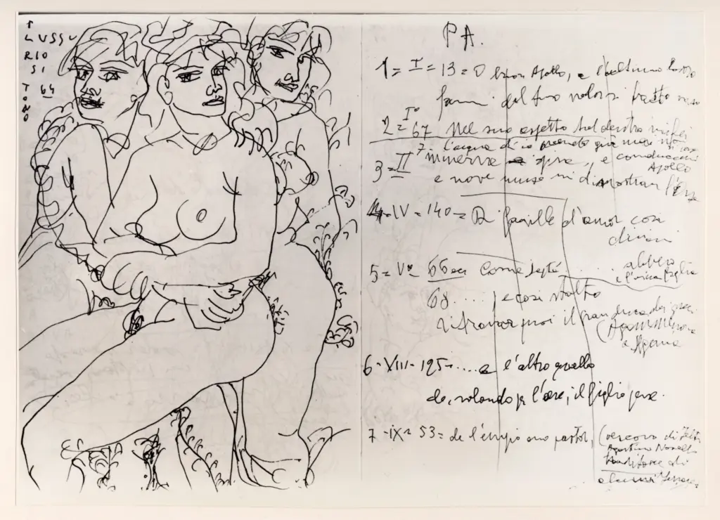 Universit&agrave; di Pisa. Dipartimento di Storia delle Arti , Zancanaro, Antonio - sec. XX - I lussuriosi - foglio 21 verso e foglio 22 recto , fronte