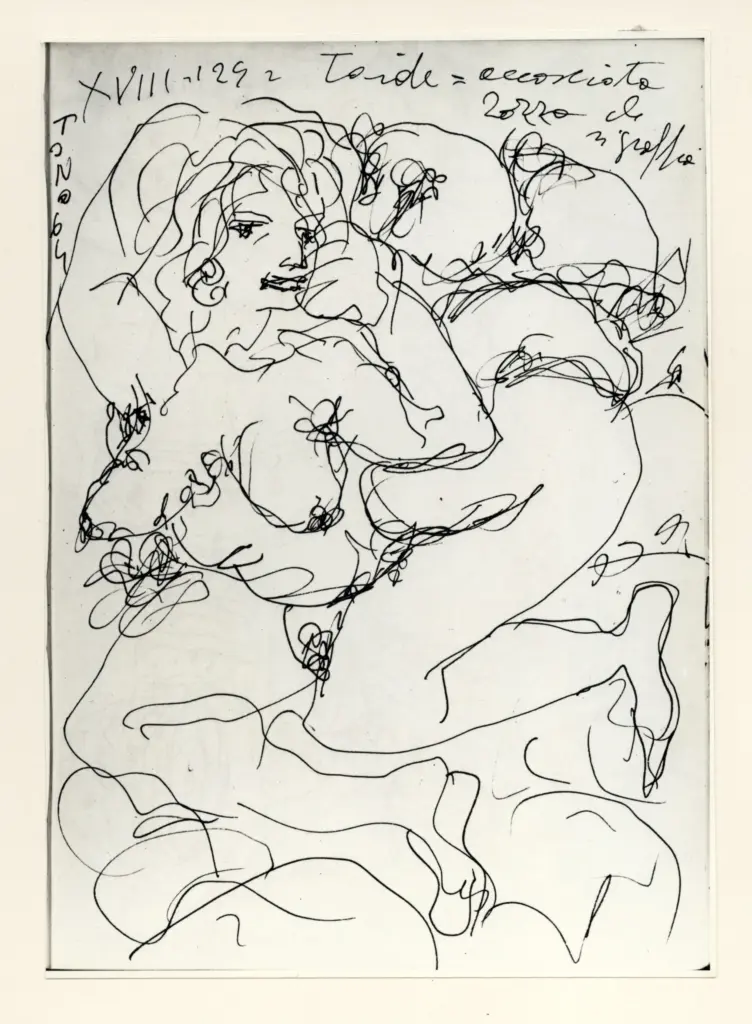 Universit&agrave; di Pisa. Dipartimento di Storia delle Arti , Zancanaro, Antonio - sec. XX - Taide - foglio 62 recto , fronte