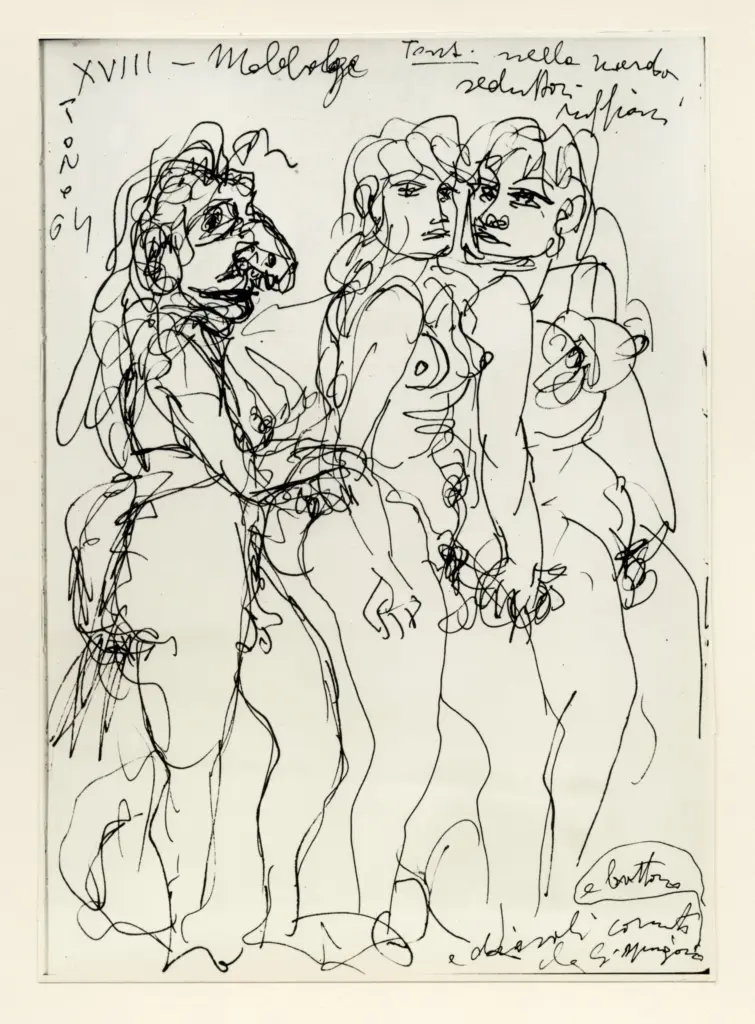 Universit&agrave; di Pisa. Dipartimento di Storia delle Arti , Zancanaro, Antonio - sec. XX - Malebolge - foglio 61 recto , fronte