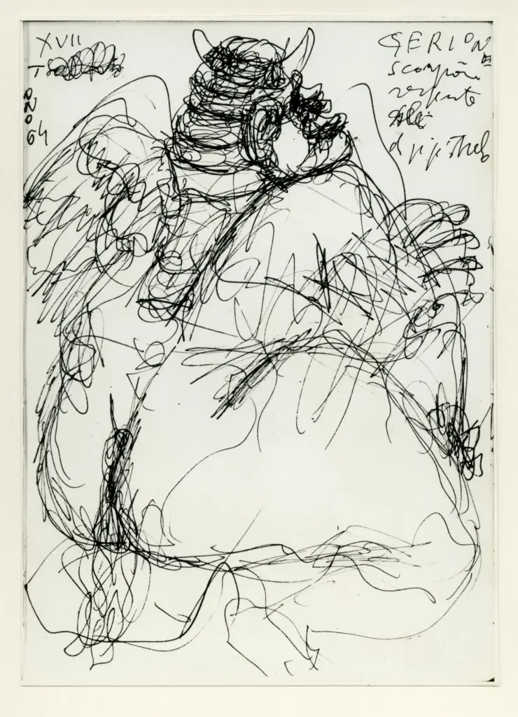 Universit&agrave; di Pisa. Dipartimento di Storia delle Arti , Zancanaro, Antonio - sec. XX - Gerione - foglio 60 recto , fronte