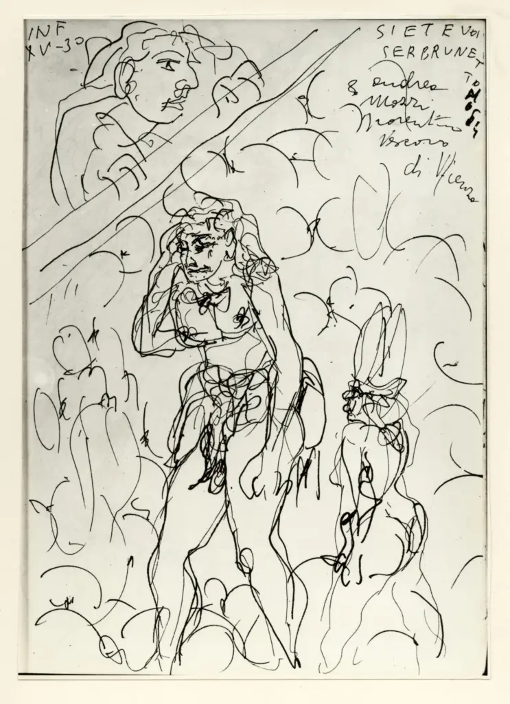 Universit&agrave; di Pisa. Dipartimento di Storia delle Arti , Zancanaro, Antonio - sec. XX - Siete voi Ser Brunetto - foglio 59 recto , fronte