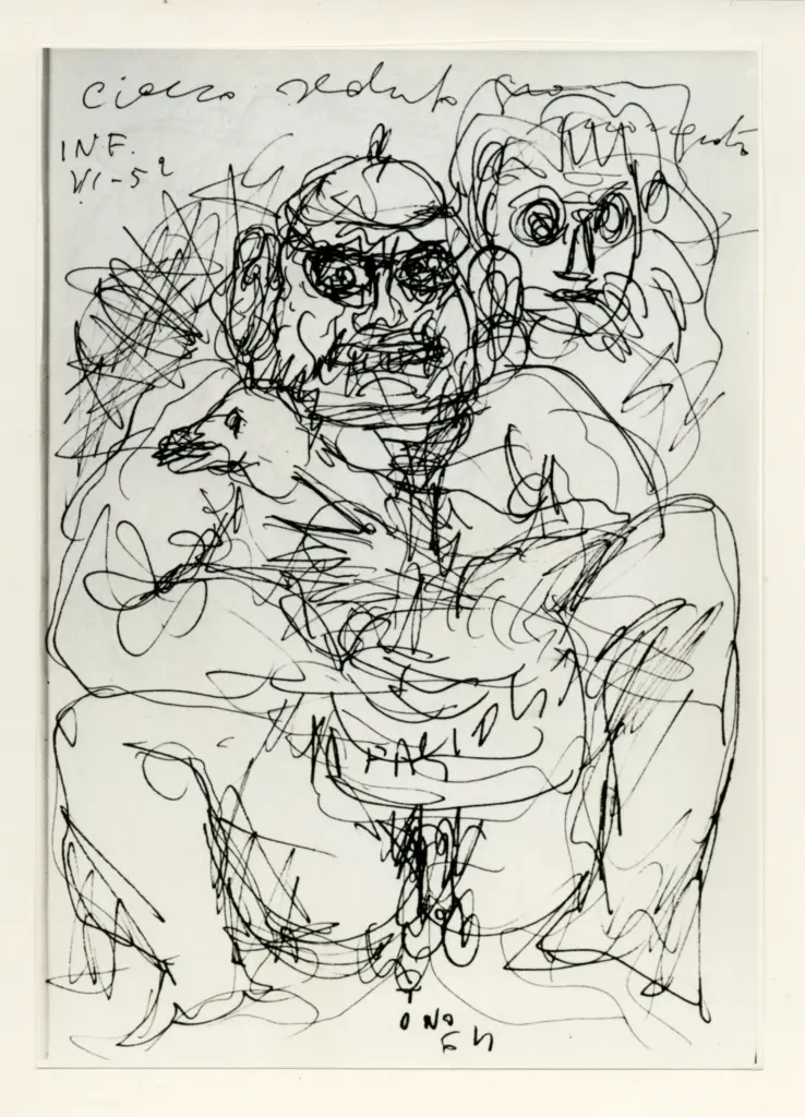 Universit&agrave; di Pisa. Dipartimento di Storia delle Arti , Zancanaro, Antonio - sec. XX - Ciacco - foglio 54 recto , fronte